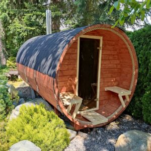 Sauna beczka 3,5x2 z przedsionkiem otwartym i zamkniętym