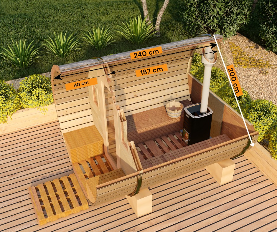 Sauna beczka 2,5x2 z przedsionkiem otwartym - obrazek 7