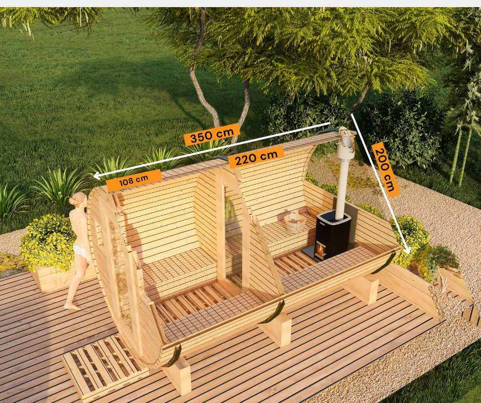 Sauna beczka 3,5x2 z przedsionkiem zamkniętym - obrazek 3