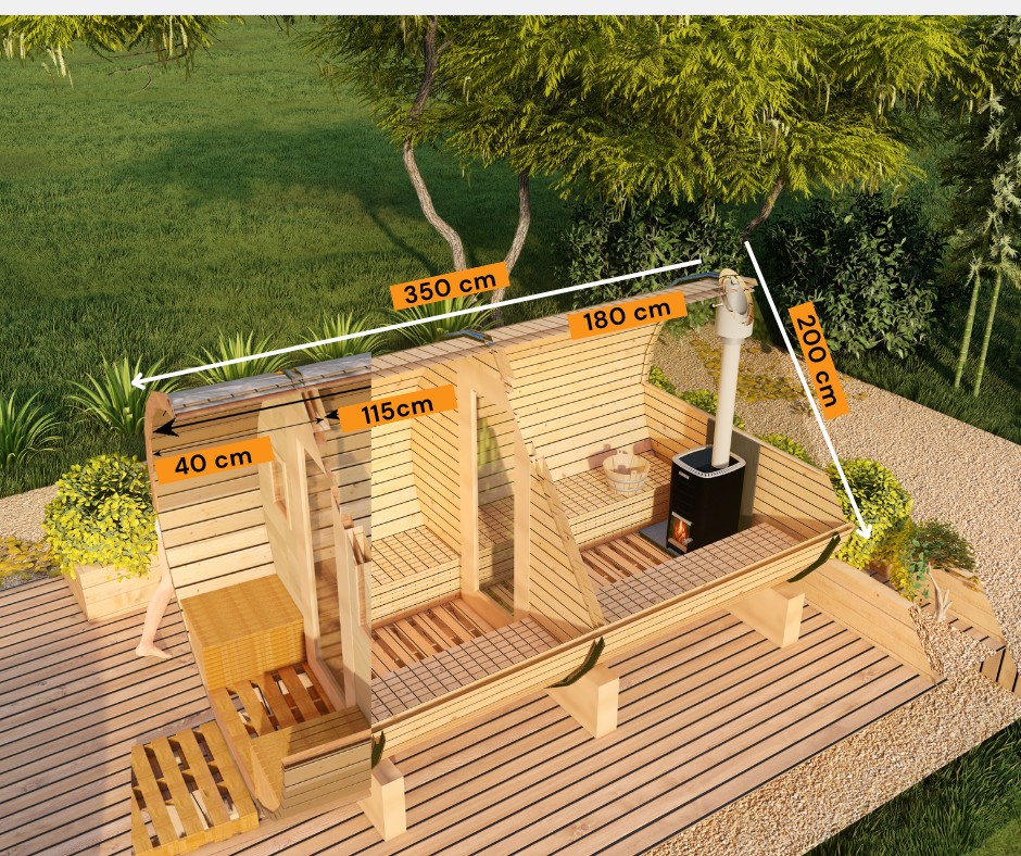 Sauna beczka 3,5x2 z przedsionkiem otwartym i zamkniętym - obrazek 4