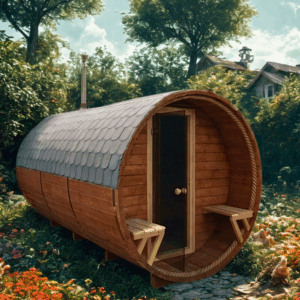 Sauna beczka 3x2 z przedsionkiem otwartym